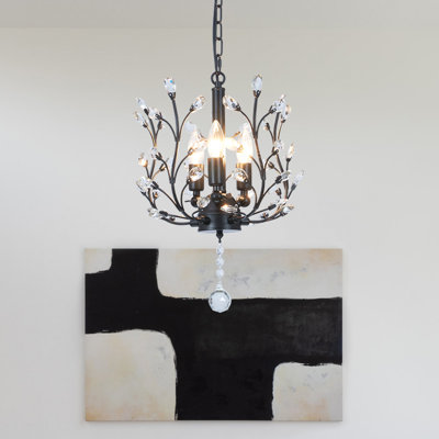 Kingzlee 3 - Light Crystal and Iron Dimmable Chandelier