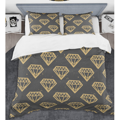 Ensemble de housse de couette mid-century diamants rétro