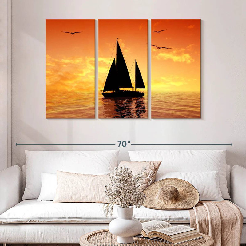 Mehar Yacht Sunset Silhouette, 32" H x 50" W
