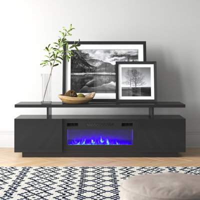 Burkard TV Stand for TVs up to 78" with Electric Fireplace Included by Orren Ellis