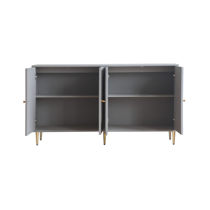 Modern Lacquered 4 Door Wooden Cabinet Sideboard Buffet Server Cabinet Storage Cabinet, Gray