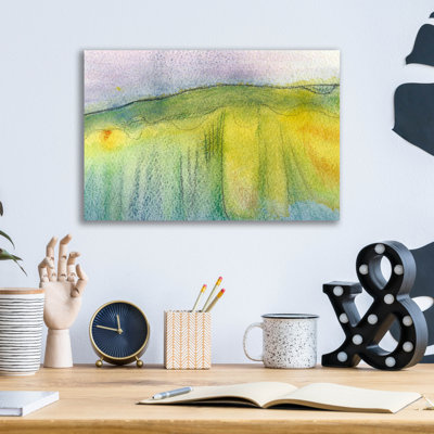 Art mural en verre épique «L'autre côté 2» par Renee Kaelber, 16 po x 12 po