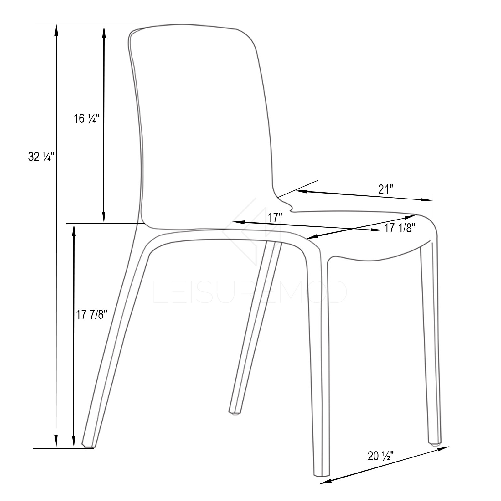 Lade Side Chair, Clear, Individual