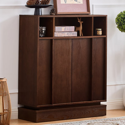 31.7" Wide 2 - Door Credenza Office Storage Cabinet With Adjustable Shelves And Open Storage