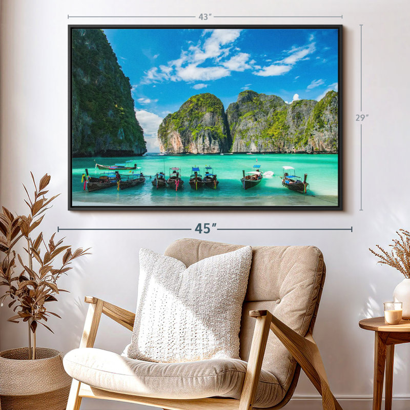 Beach " Maya Bay Ko Phi Phi Wall Art ", 29" H x 43" W