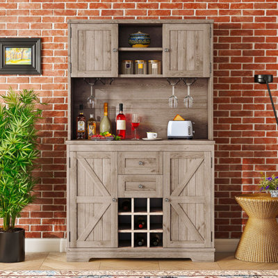 47.3" Coffee Bar Cabinet with Storage, Wine Glass Racks, Drawers & Shelves, Buffet Cabinet for Kitchen & Dining Room