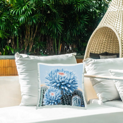 Blue Cactus Botanicals Outdoor Printed Pillow by RB