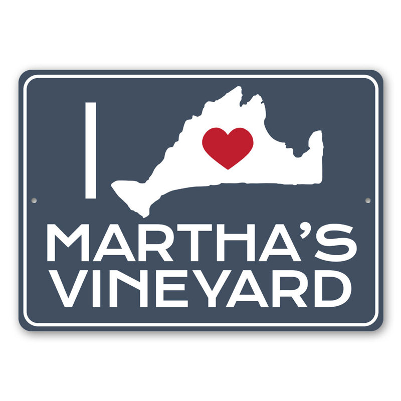 «I Love Marthas Vineyard», panneau en aluminium, H 12 po x l 18 po x P 0,06 po