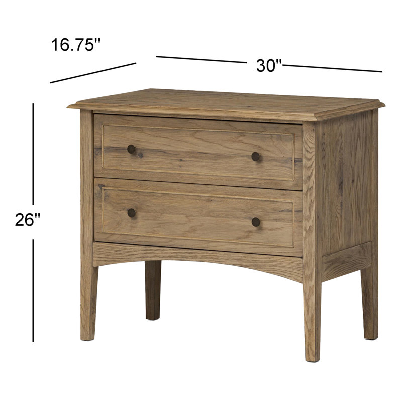 MAGGIE 2 - Drawer Solid Wood Nightstand, Light Brown