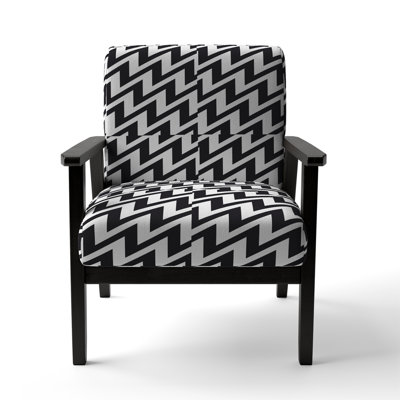 Fauteuil d'appoint rembourré à motif à chevrons rétro noir rétro