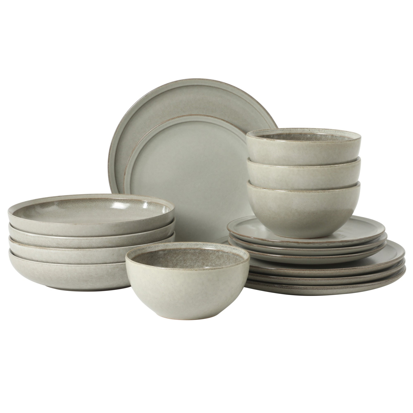 Beckett Stoneware Dinnerware Set, Ash White