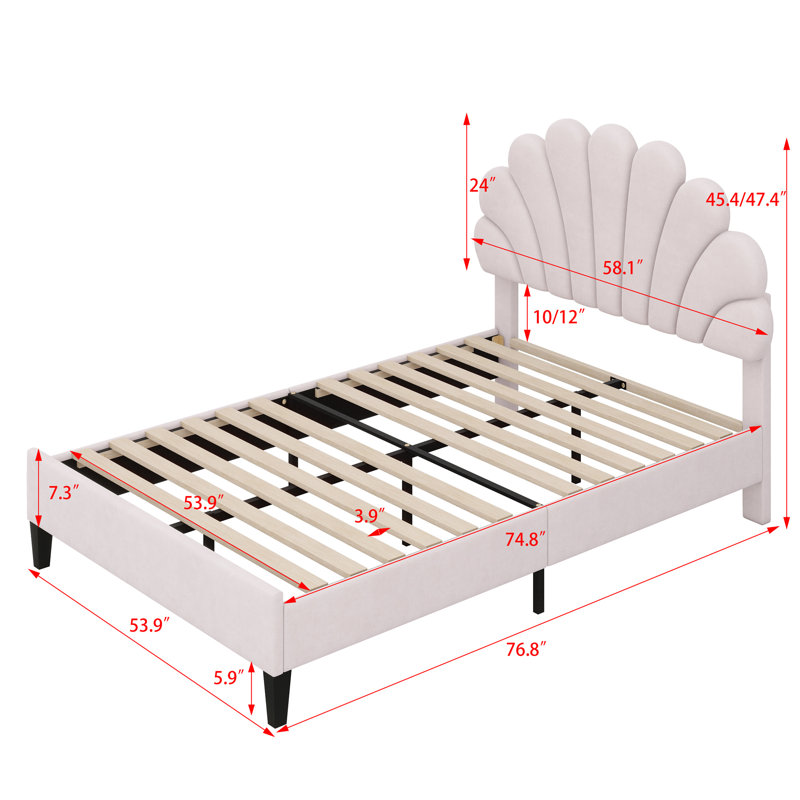 Lit plateforme tapissier avec tête de lit à motif floral