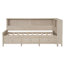 Lit de jour simple en bois avec tablettes de rangement et 3 tiroirs, lait blanc antique