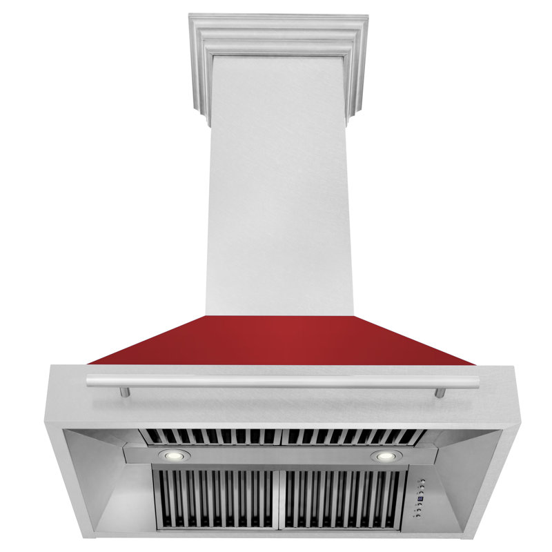 ZLINE 36 po. Hotte de cuisine murale en acier inoxydable satiné avec coque et poignée en acier inoxydable