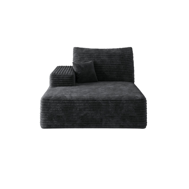 Canapé-lit Boneless Y119-R-SLEEPER, Tissu noir, Orienté à droite, H 37,88 po x l 70,18 po x P 39,48 po