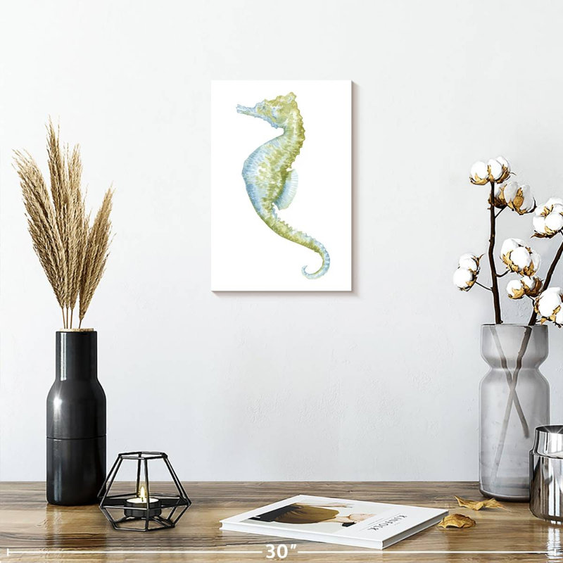 Brampt aquarelle hippocampe II, H 12 po x l 8 po