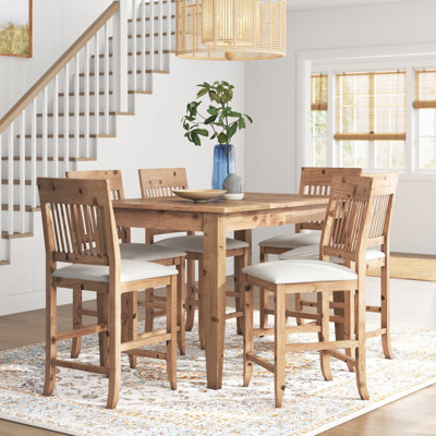 Ordway 6 - Person Solid Wood Top Four Leg Dining Set