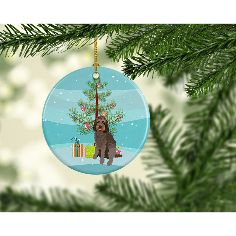 Ornement de Noël en céramique tricolore Doodle # 3, Doodle tricolore # 3