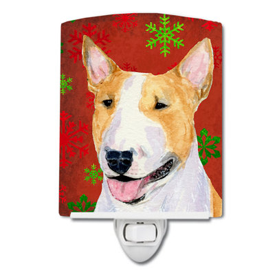 Éclairage pour nuit en céramique bull terrier flocons de noël