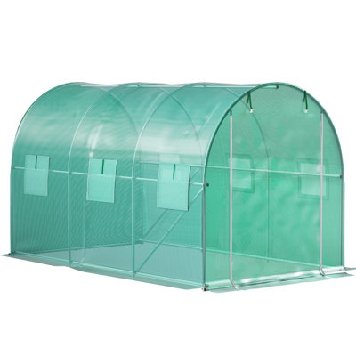 Walk-In Tunnel Greenhouse, 12 X 7 X 7 Ft Portable Plant Hot House With Galvanized Steel Hoops And Zippered Door For Year-Round Gardening