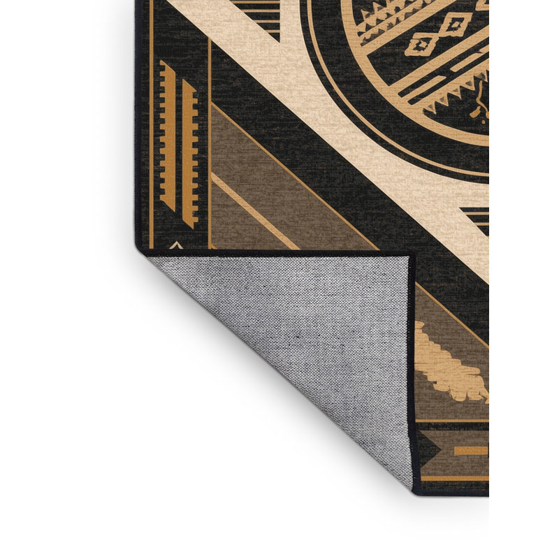 Tapis géométrique noir lavable à la machine Melton, 5 x 7