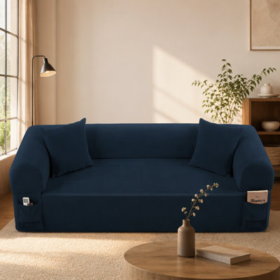 Canapé Blue Spring avec tissu, oreillers et rangement de haute qualité - équipé de ressorts ensachés et de mousse haute densité, idéal pour les salons, les appartements et les studios