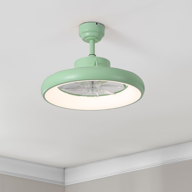 Harte 20" Modern Contemporary 6-Speed Metal Mobile-App/Remote-Controlled Dimmable Smart Integrated LED Ceiling Fan, Mint