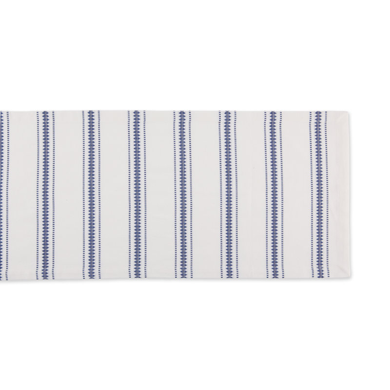 Kujawski Striped 100% Cotton Tablecloth, 72" L x 14" D, French Blue