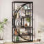 Bibliothèque étagère de style industriel à 5 niveaux avec 70 tablettes et 8 tablettes ouvertes de 70,47 po de hauteur-1052648892