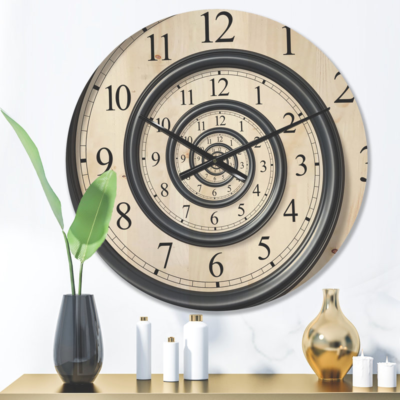 Horloge murale en bois - Spirale analogique, Moyen