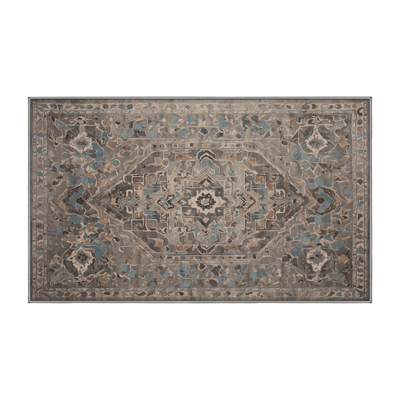 Machine Washable Gray Area Rug, Rectangle 2' x 3'
