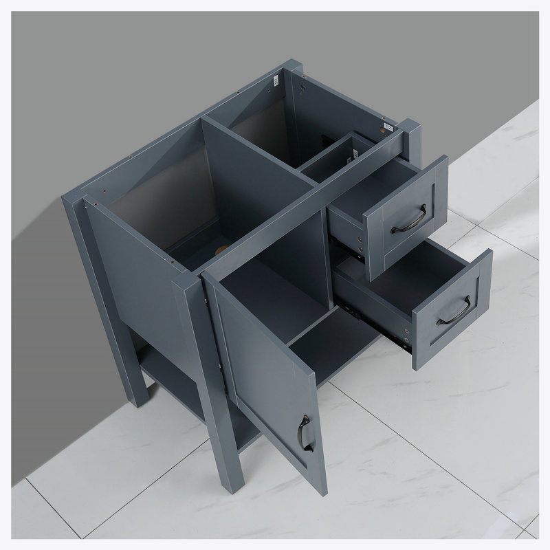 Meuble-lavabo gris 30 po avec miroir et plateau seulement