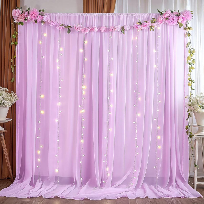 10Ft Tulle Backdrop Curtain For Parites, Sheer Backdrop Curtains Fabric Drapes For Wedding Ceremony Arch Party Stage Decorations(4 Panels 5*10Ft)