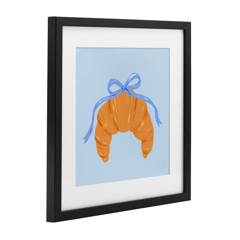 «Blue Bow Croissant», reproduction d'art sous verre encadrée par Krissy Mast, H 13 po x l 13 po, Cadre noir minuit