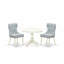 L'ensemble de table de cuisine 3 pièces comprend une table de salle à manger ronde avec piédestal et 2 chaises rembourrées en tissu bleu lin, lin blanc-1998624643-1998732272-1998732287