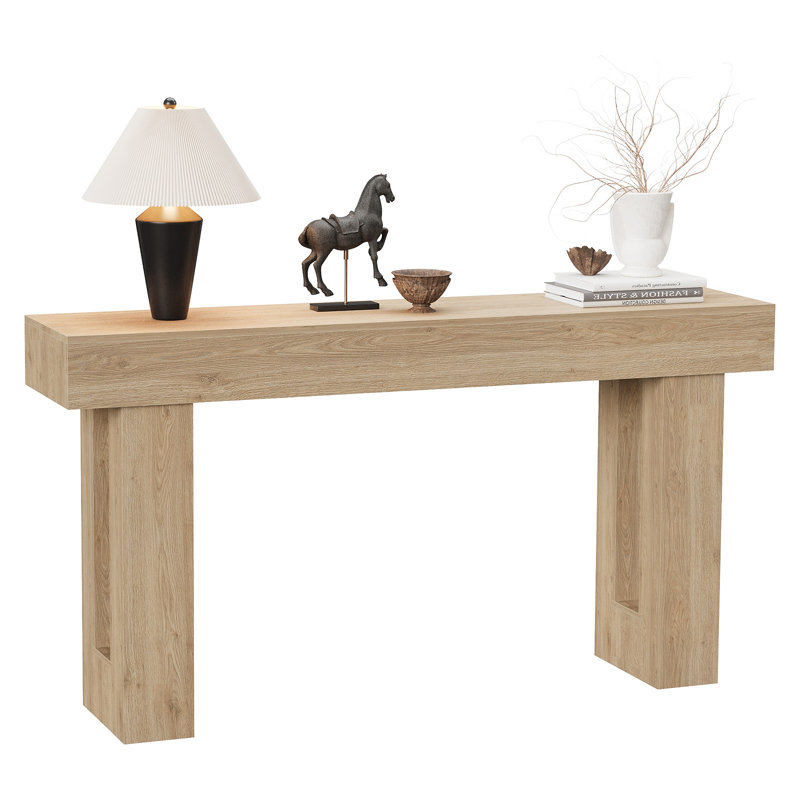 63" Farmhouse Console Table, Narrow Rectangular Sofa Table for Entryway, Hallway & Living Room, Natural