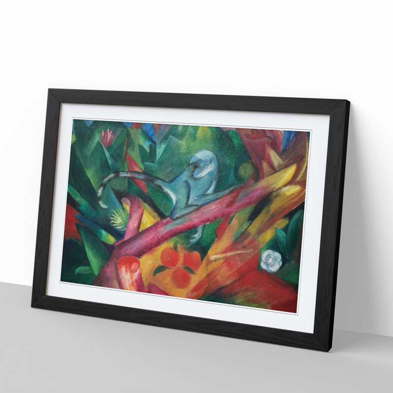 The Monkey by Franz Marc - Picture Frame Painting, 36cm H x 48cm W x 2cm D, Black Framed