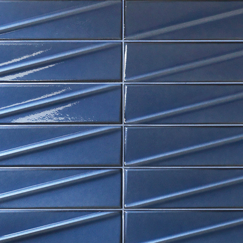 Carreau de mur de métro 3D 3 po x 12 po Axelle Newport, Bleu marine azur