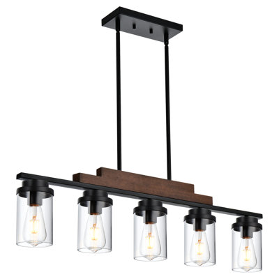 Luminaire suspendu pour îlot de cuisine 5 lumières noir mat Enid