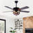 Black American Tiffany Style Colored Glass Ceiling Fan Light | Six-speed Inverter Remote Control
