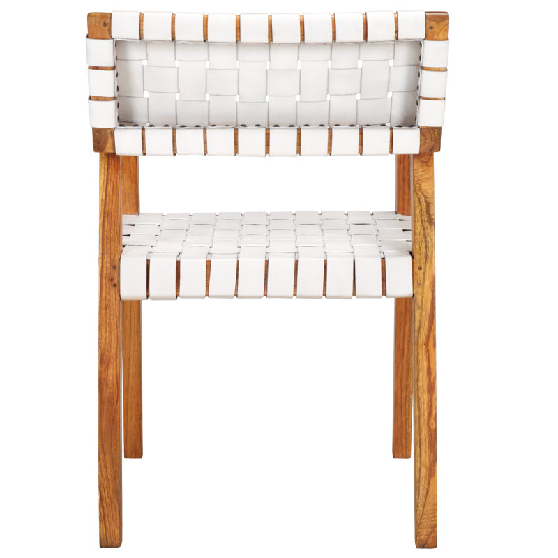 Radbroke 18'' H Leather Upholstered Armchair, White/Natural
