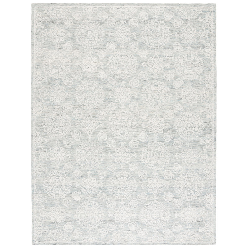 Ranner Ebony Hand Tufted Wool Cotton Floral Rug in Ivory/Light Gray/Gray, Rectangle 8' x 10'