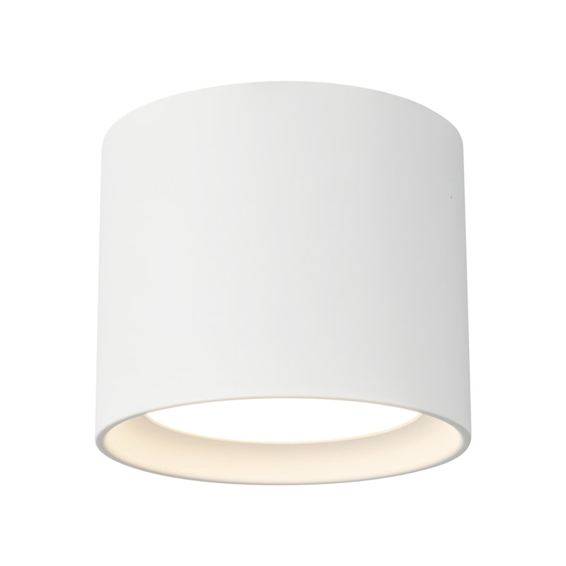 Uma 7-in Black dimmable LED Semi-Flush Mount, White, Height 6 in