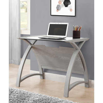 Benefield Glass Solid Wood Computer Desk