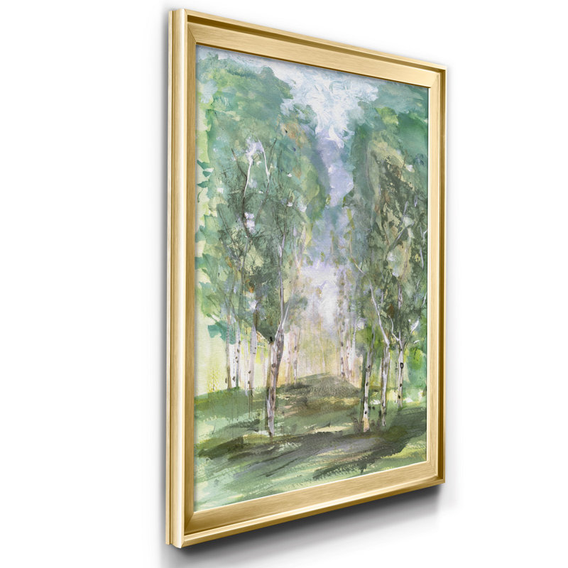 «Birch Meadow» par J Paul, reproduction d'art sur toile encadrée, H 30,5 po x l 42,5 po x P 1,5 po, Doré