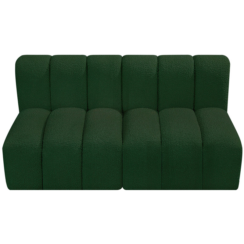 Hiral Upholstered Sectional Reversible, Green Boucle Fabric