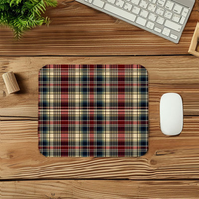 Retro Plaid Pattern IV Gaming Cute Office Laptop Desk Pad Gift Mat Square Rectangle Non-Slip Mousepad
