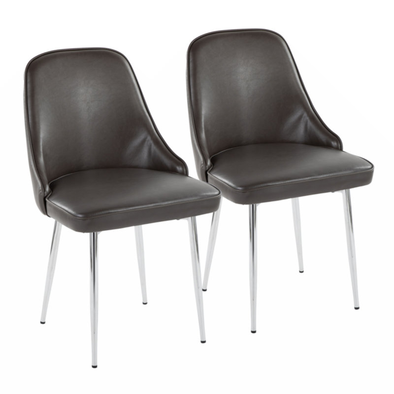 33.75'' H PU Leather Upholstered Metal Side Chair, Grey, Chrome