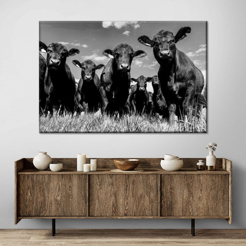 " Monochrome Angus Cows ", 8" H x 12" W x 1" D