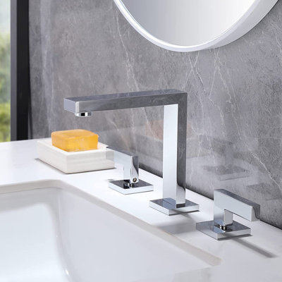 Devon Line Bathroom Faucet - Widespread - 8" Brass